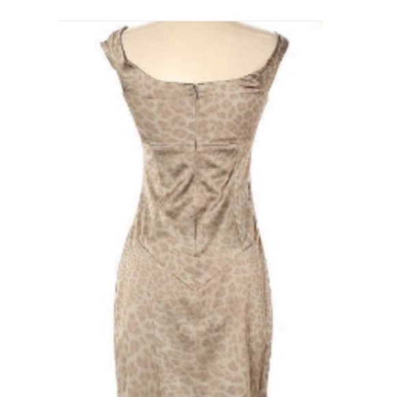 Black Halo Jackie O Leopard Print Satin Sleeveless Sheath Dress 10 - Picture 3 of 6